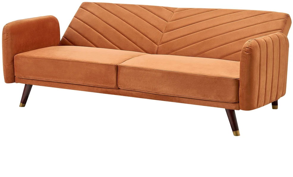 Beliani Išskleidžiama 3 vietų sofa SENJA, veliūrinė, oranžinė