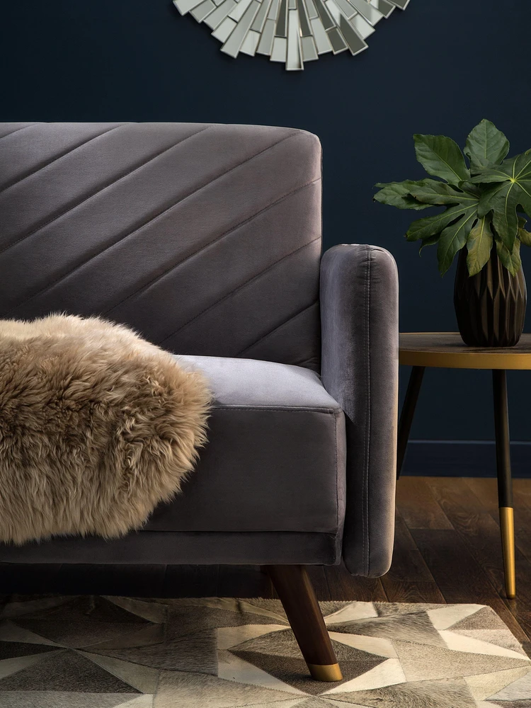 Beliani Išskleidžiama 3 vietų sofa SENJA, veliūras, pilka