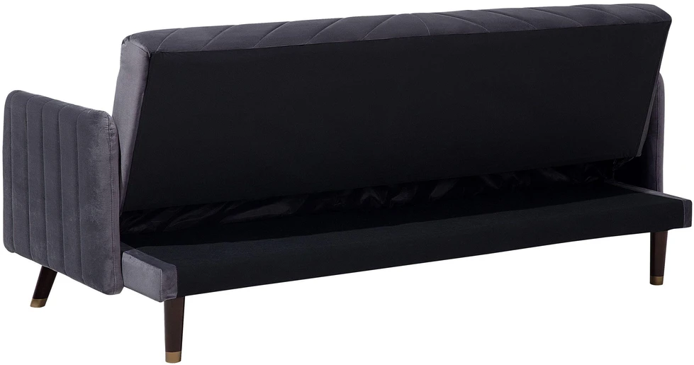 Beliani Išskleidžiama 3 vietų sofa SENJA, veliūras, pilka