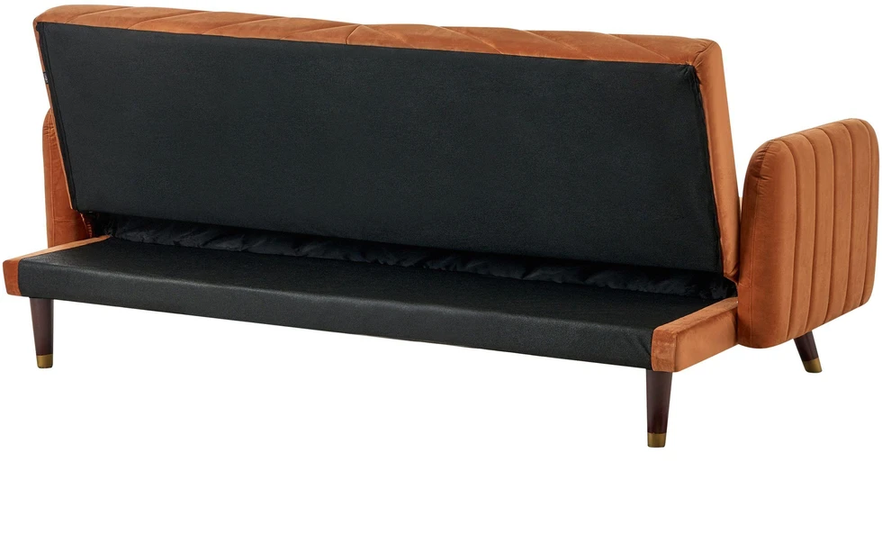 Beliani Išskleidžiama 3 vietų sofa SENJA, veliūrinė, oranžinė