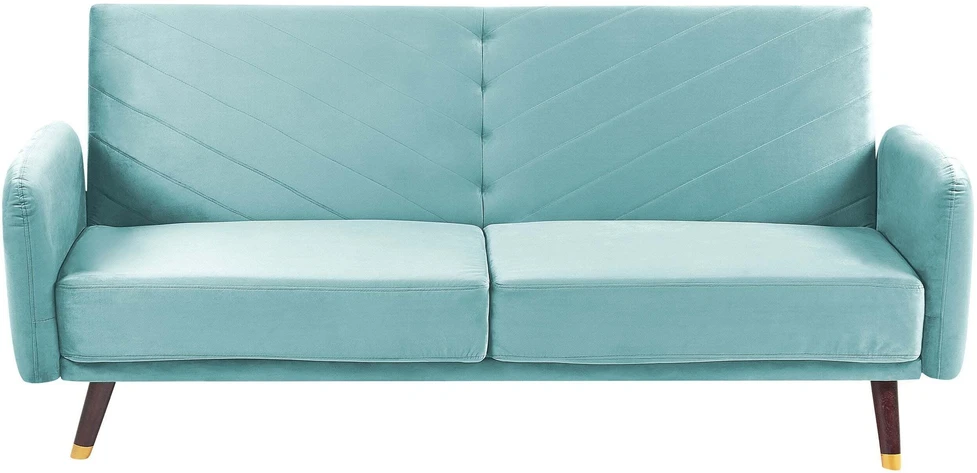 Beliani Išskleidžiama 3 vietų sofa SENJA, veliūrinė, mėlyna