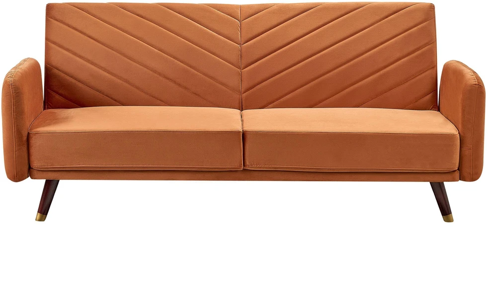 Beliani Išskleidžiama 3 vietų sofa SENJA, veliūrinė, oranžinė