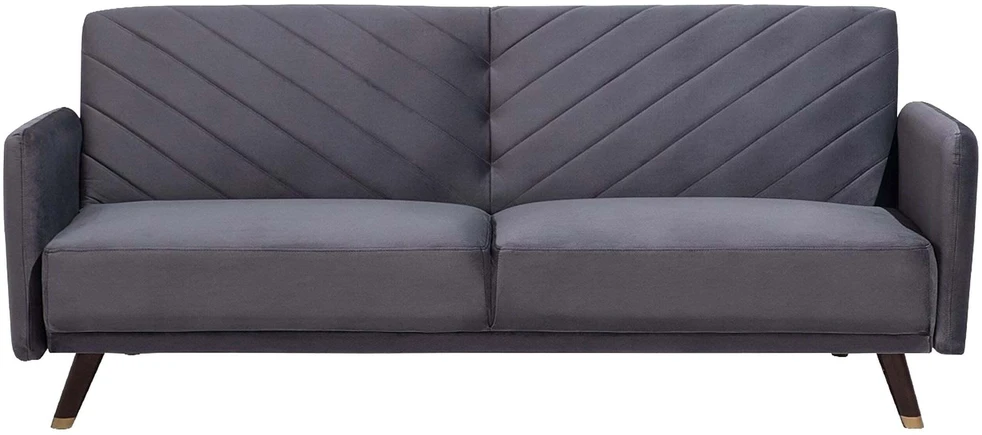 Beliani Išskleidžiama 3 vietų sofa SENJA, veliūras, pilka