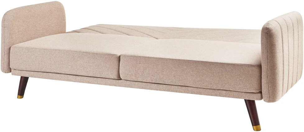 Beliani Išskleidžiama 3 vietų sofa SENJA iš sintetinio lino, šviesiai ruda