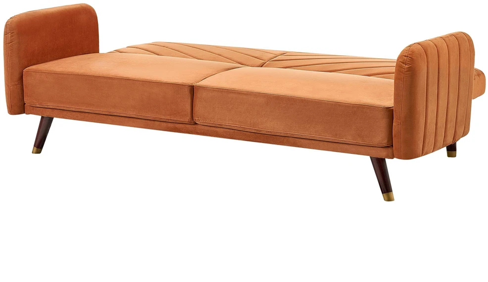 Beliani Išskleidžiama 3 vietų sofa SENJA, veliūrinė, oranžinė