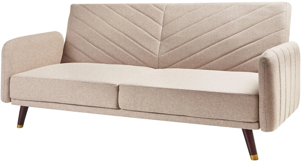 Beliani Išskleidžiama 3 vietų sofa SENJA iš sintetinio lino, šviesiai ruda
