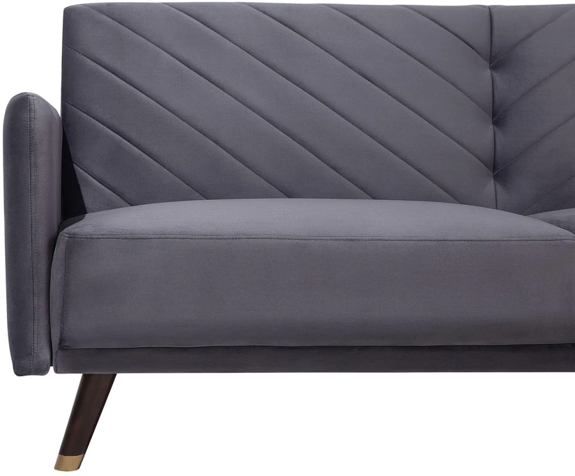 Beliani Išskleidžiama 3 vietų sofa SENJA, veliūras, pilka
