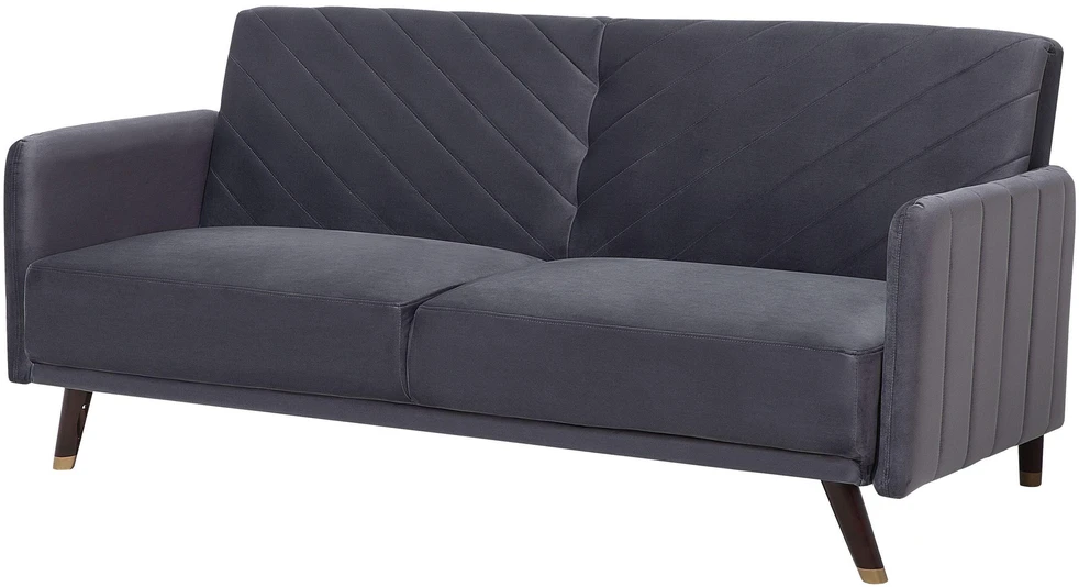 Beliani Išskleidžiama 3 vietų sofa SENJA, veliūras, pilka