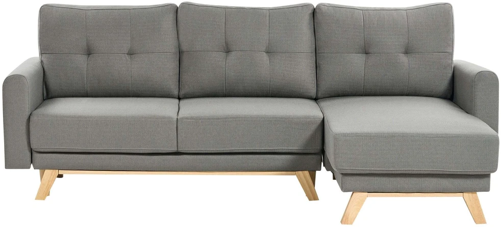 Beliani Išskleidžiama 3 vietų sofa SIRO pilkos spalvos su patalynės dėže, kairinė