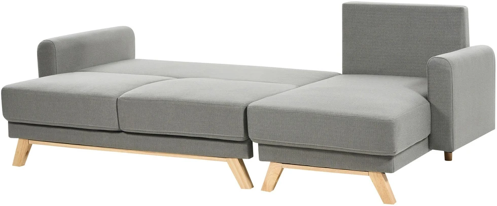 Beliani Išskleidžiama 3 vietų sofa SIRO pilkos spalvos su patalynės dėže, kairinė