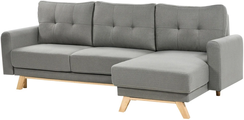 Beliani Išskleidžiama 3 vietų sofa SIRO pilkos spalvos su patalynės dėže, kairinė