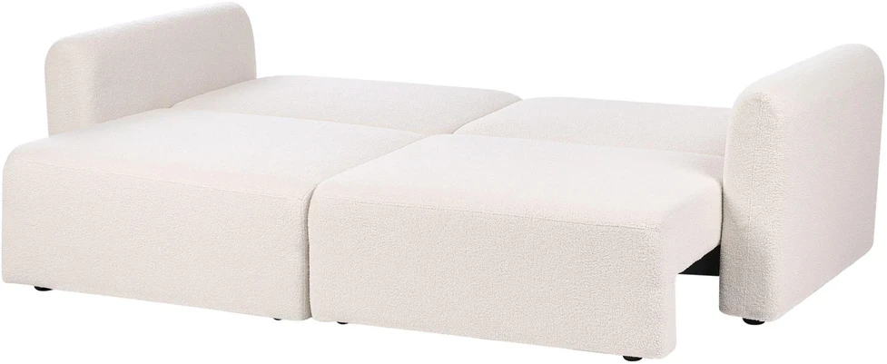 Beliani Išskleidžiama 3 vietų sofa VAXHOLM Boucle, šviesiai smėlio spalvos su daiktadėže