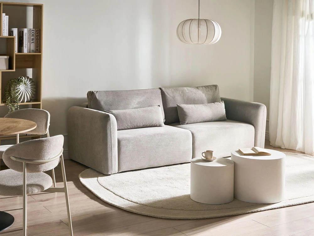 Beliani Išskleidžiama 3 vietų sofa VAXHOLM, pilka su patalynės dėže