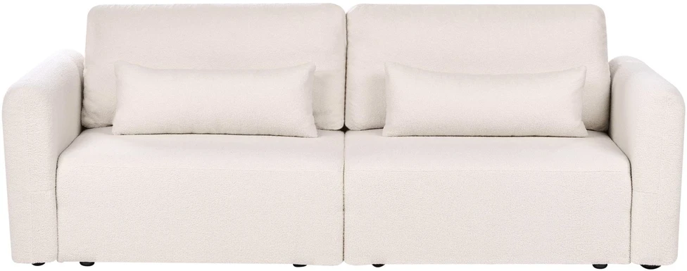 Beliani Išskleidžiama 3 vietų sofa VAXHOLM Boucle, šviesiai smėlio spalvos su daiktadėže