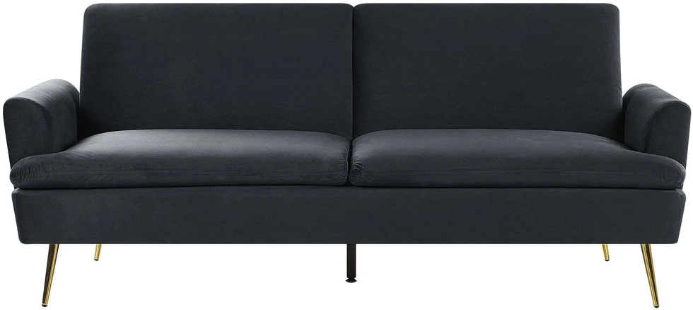 Beliani Išskleidžiama 3 vietų sofa VETTRE Velūras Juoda