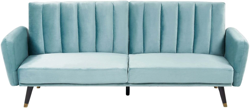 Beliani Išskleidžiama 3 vietų sofa VIMMERBY mėlyno aksomo