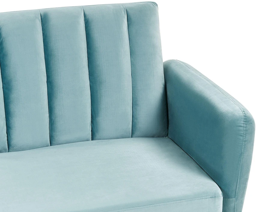 Beliani Išskleidžiama 3 vietų sofa VIMMERBY mėlyno aksomo
