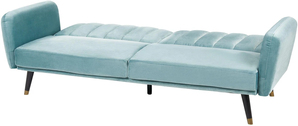 Beliani Išskleidžiama 3 vietų sofa VIMMERBY mėlyno aksomo