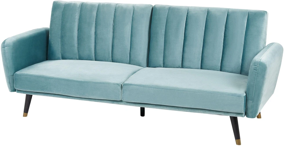 Beliani Išskleidžiama 3 vietų sofa VIMMERBY mėlyno aksomo