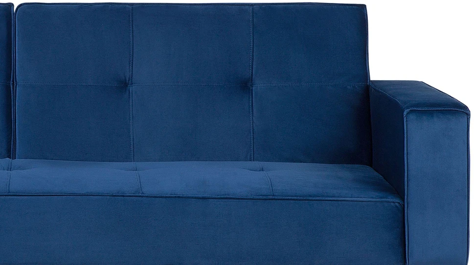 Beliani Išskleidžiama 3 vietų sofa VISNES, tamsiai mėlynas veliūras