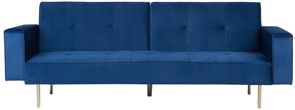 Beliani Išskleidžiama 3 vietų sofa VISNES, tamsiai mėlynas veliūras