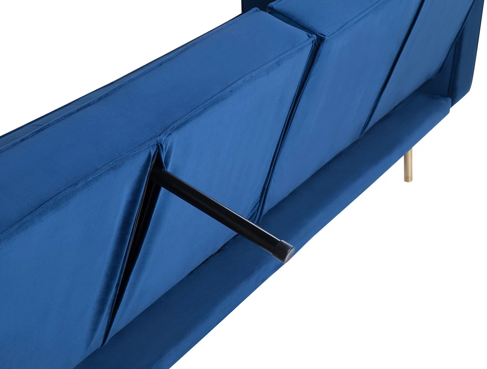 Beliani Išskleidžiama 3 vietų sofa VISNES, tamsiai mėlynas veliūras