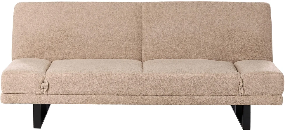 Beliani Išskleidžiama dvivietė sofa „YORK Boucle“ smėlio spalvos