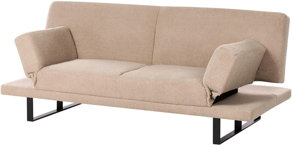 Beliani Išskleidžiama dvivietė sofa „YORK Boucle“ smėlio spalvos