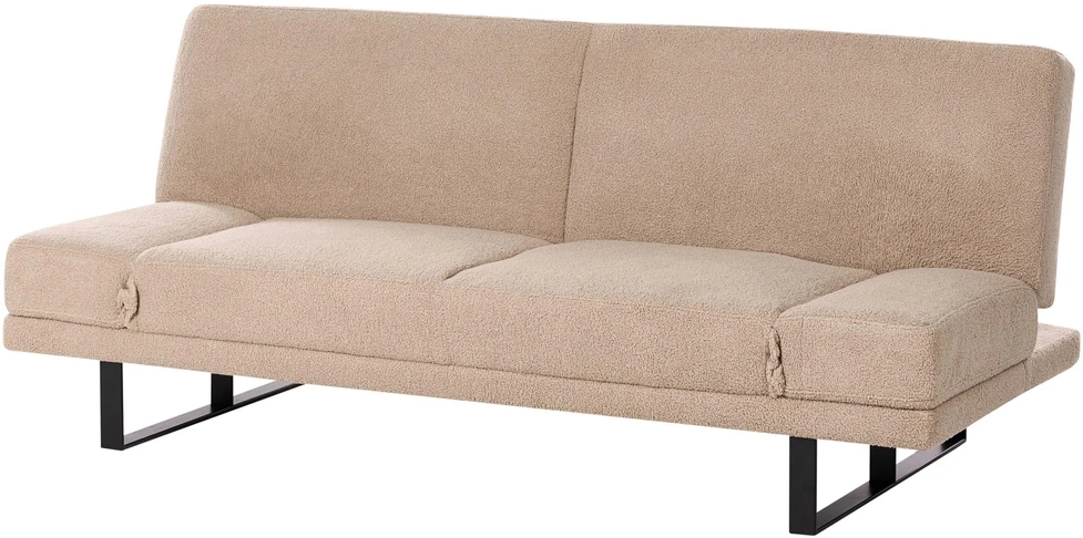 Beliani Išskleidžiama dvivietė sofa „YORK Boucle“ smėlio spalvos