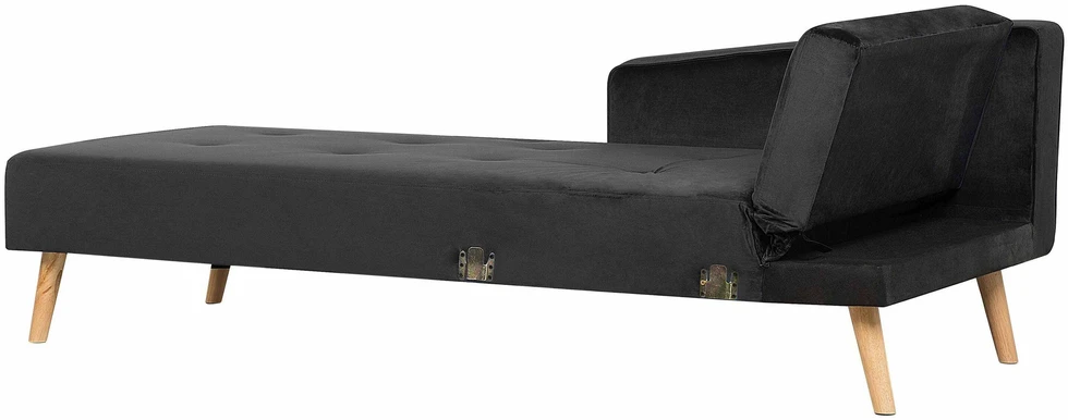 Beliani Išskleidžiama kampinė sofa 4 asmenims VADSO, veliūrinė, juoda, dešininė