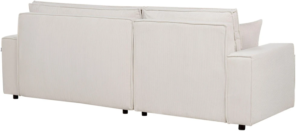 Beliani Išskleidžiama kampinė sofa ABACKA, 3 vietų, velvetinė, kreminė balta, dešininė