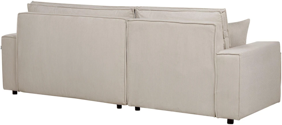 Beliani Išskleidžiama kampinė sofa ABACKA, Velvetas, Smėlio spalva, Dešininė