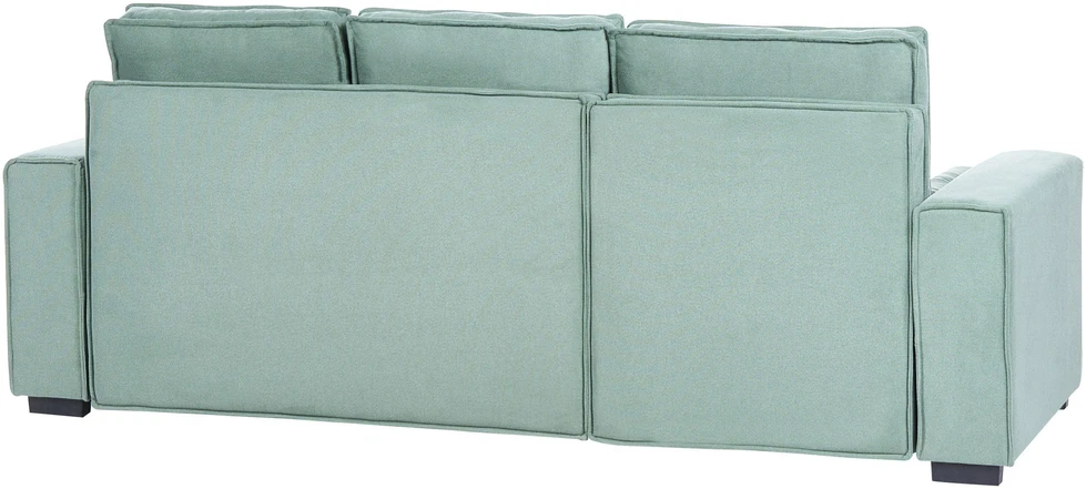 Beliani Išskleidžiama kampinė sofa EDANE, 3 vietų, šviesiai žalia, su patalynės dėže, dešininė