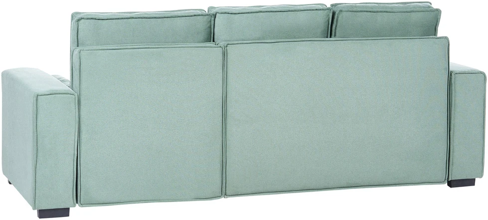 Beliani Išskleidžiama kampinė sofa EDANE, 3 vietų, šviesiai žalia su patalynės dėže, kairinė
