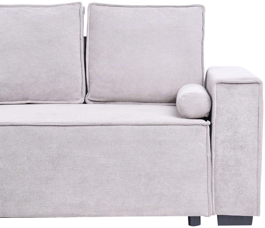 Beliani Išskleidžiama kampinė sofa EDANE, 3 vietų, pilka, su patalynės dėže, dešininė