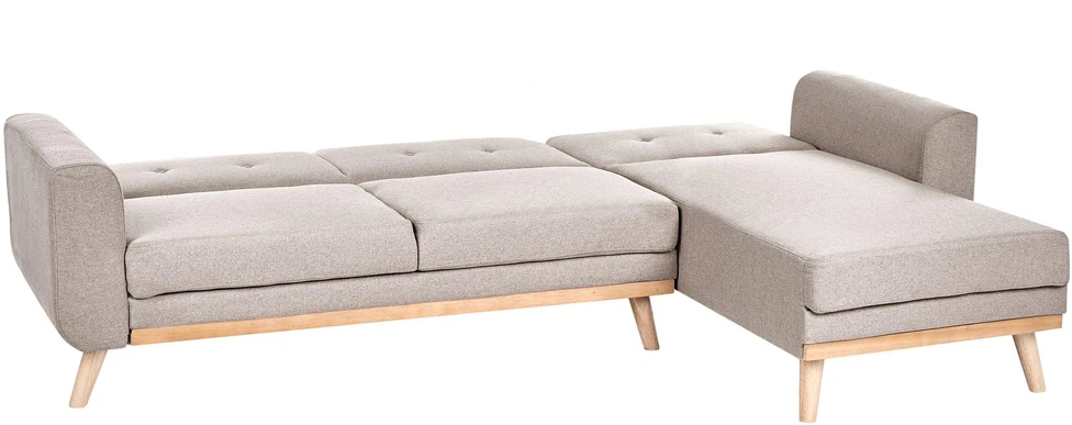 Beliani Išskleidžiama kampinė sofa KAARINA, smėlio spalvos, kairinė