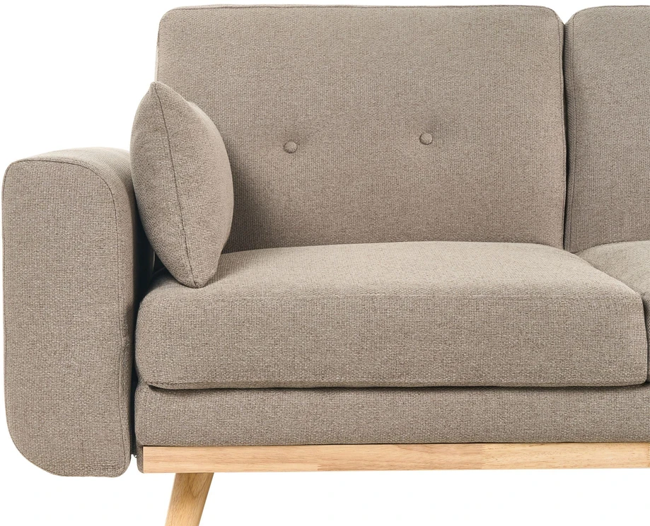 Beliani Išskleidžiama kampinė sofa KAARINA 3 vietų šviesiai ruda kairinė