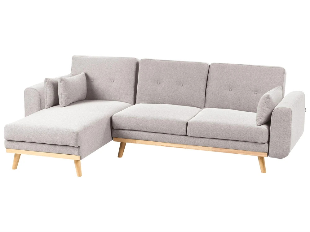 Beliani Išskleidžiama kampinė sofa KAARINA, pilka, dešininė