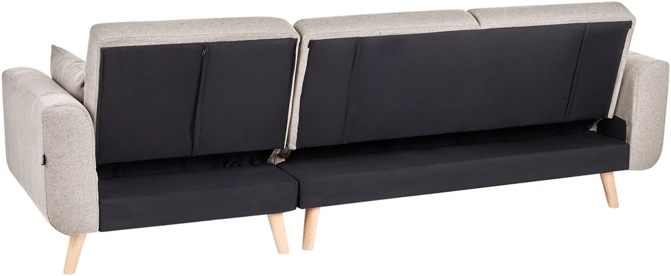 Beliani Išskleidžiama kampinė sofa KAARINA, smėlio spalvos, kairinė