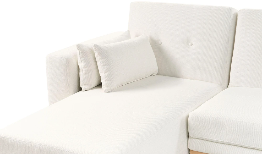 Beliani Išskleidžiama kampinė sofa KAARINA, balta, dešininė