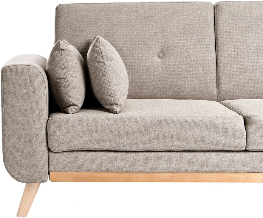 Beliani Išskleidžiama kampinė sofa KAARINA, smėlio spalvos, kairinė