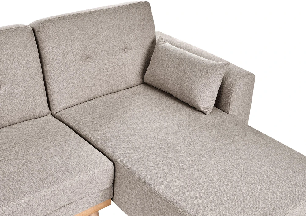 Beliani Išskleidžiama kampinė sofa KAARINA, smėlio spalvos, kairinė