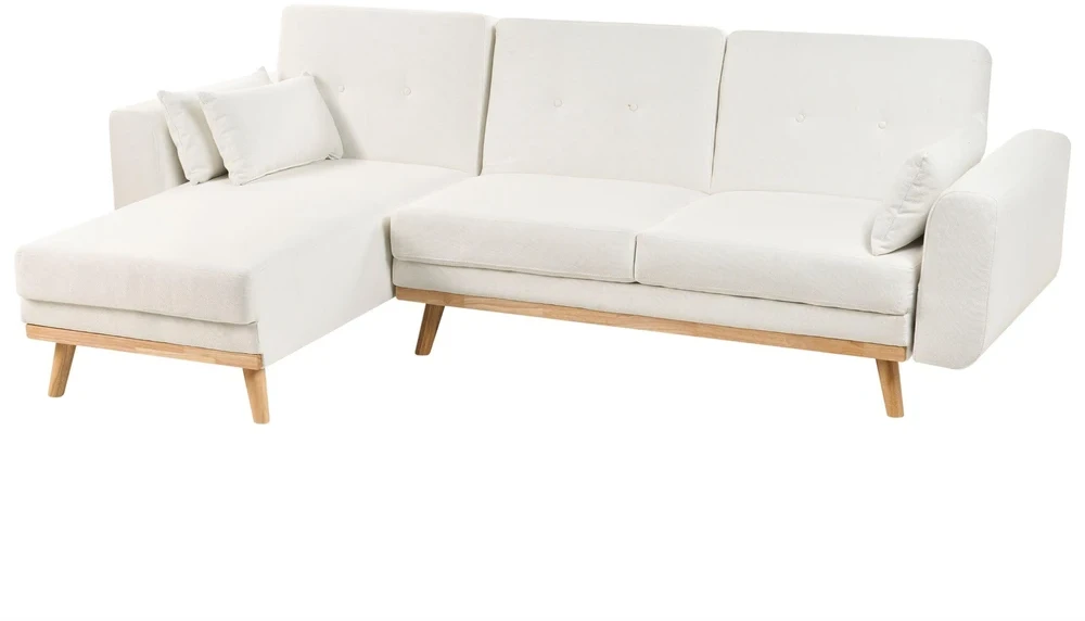 Beliani Išskleidžiama kampinė sofa KAARINA, balta, dešininė