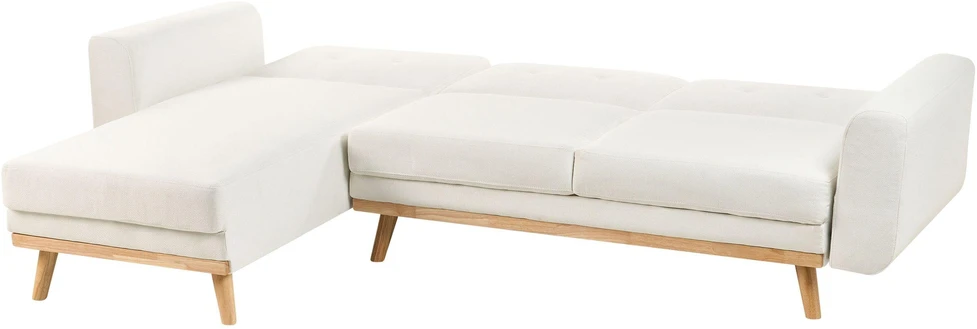 Beliani Išskleidžiama kampinė sofa KAARINA, balta, dešininė