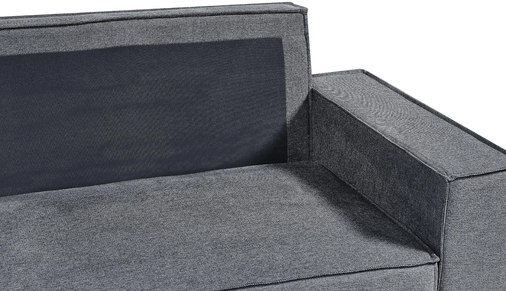 Beliani Išskleidžiama kampinė sofa KARILA 3 vietų, tamsiai pilka, su patalynės dėže, dešininė