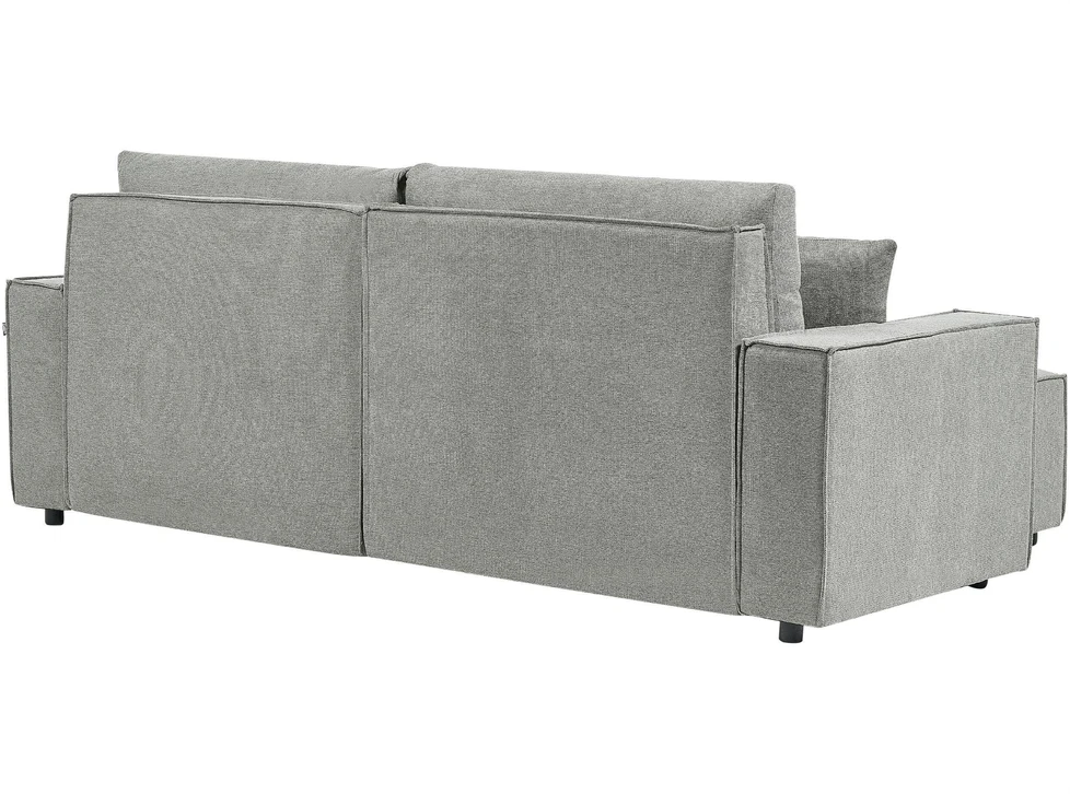Beliani Išskleidžiama kampinė sofa KARILA pilka su patalynės dėže, dešininė