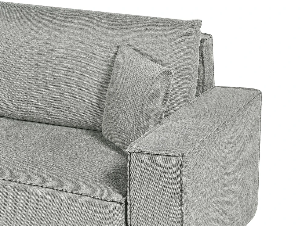 Beliani Išskleidžiama kampinė sofa KARILA pilka su patalynės dėže, dešininė