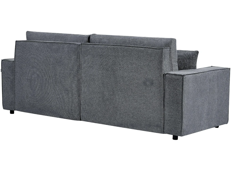 Beliani Išskleidžiama kampinė sofa KARILA, 3 vietų, tamsiai pilka, su patalynės dėže, kairinė