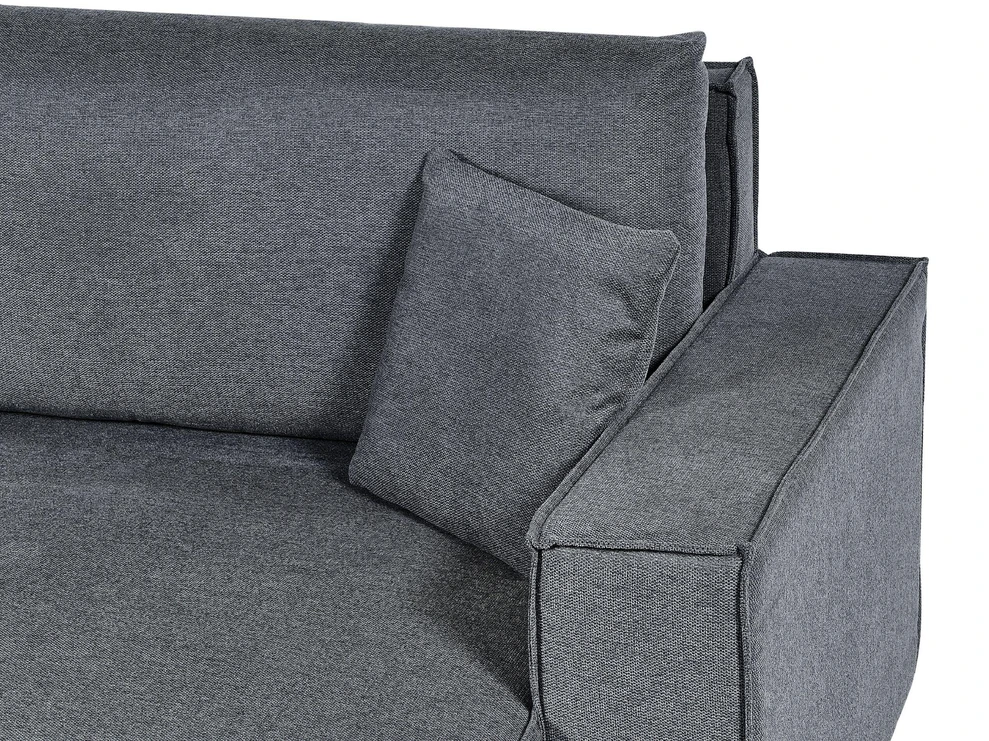 Beliani Išskleidžiama kampinė sofa KARILA, 3 vietų, tamsiai pilka, su patalynės dėže, kairinė