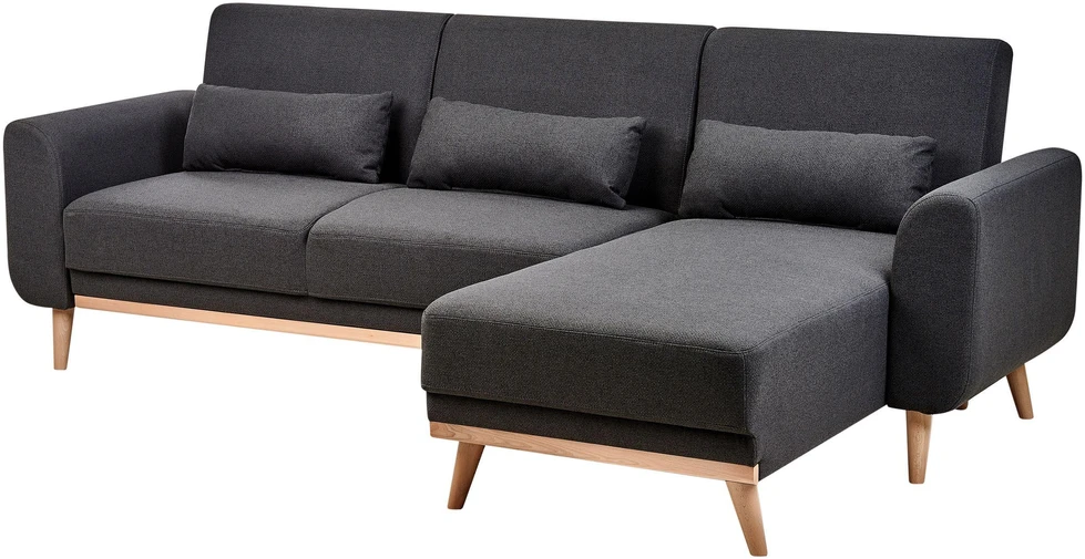 Beliani Išskleidžiama kampinė sofa OLLSTA 3 asmenims, juoda, kairinė